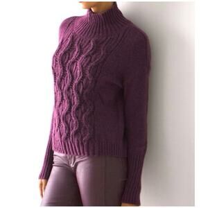 White House Black Market Mock NECK Cable Knit Sweater US Women's XS